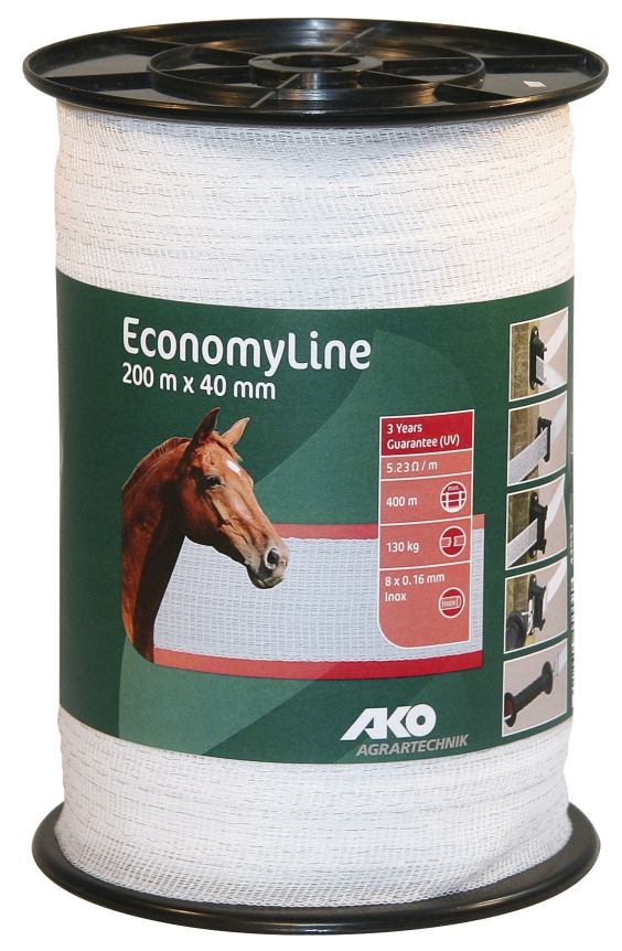 Tape EconomyLine 200 m,  40 mm, white, 8 x 0,16 mm