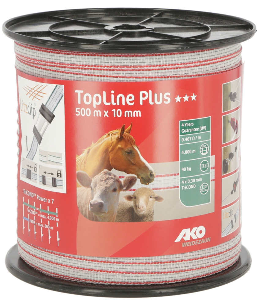 Lint Top Line Plus, 500m, 10mm 4x0,3TriCond, wit/rood