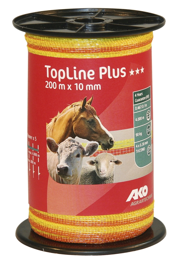Fencing tape TopLine Plus 200 m, 10 mm, yellow/orange