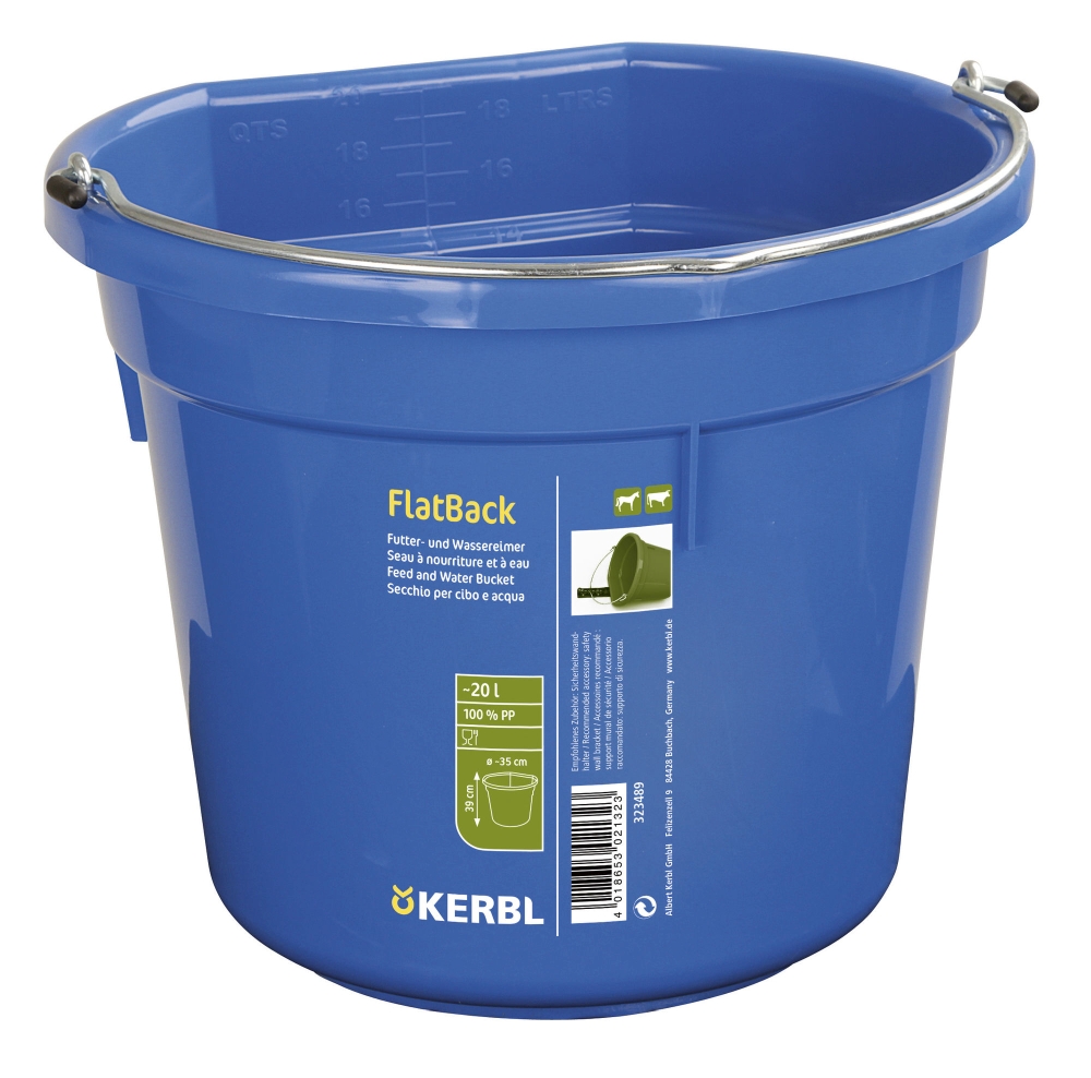 Feed and water bucket FlatBack ca. 20 litre, blue