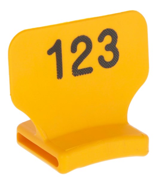 Nummerblok staand, geel bedrukt nr. 76-100