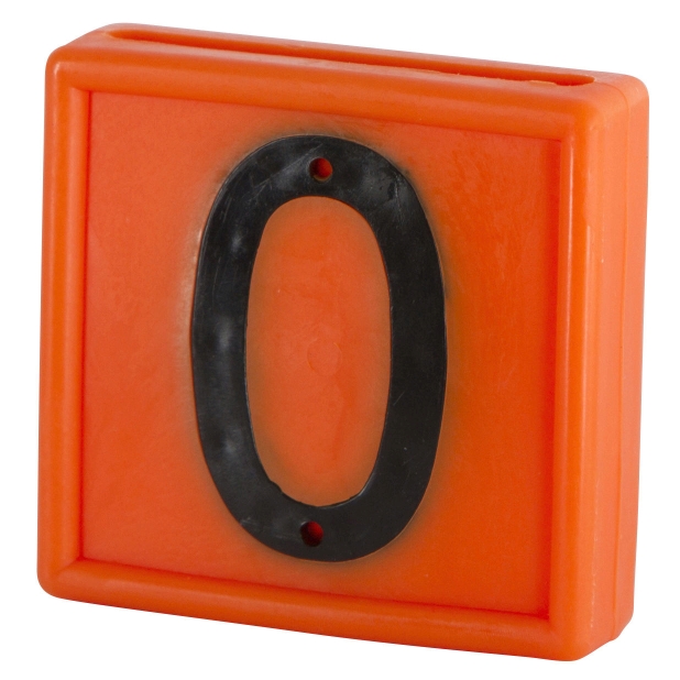 Bloknummer, 1-cijf., oranje om in te schuiven (0)