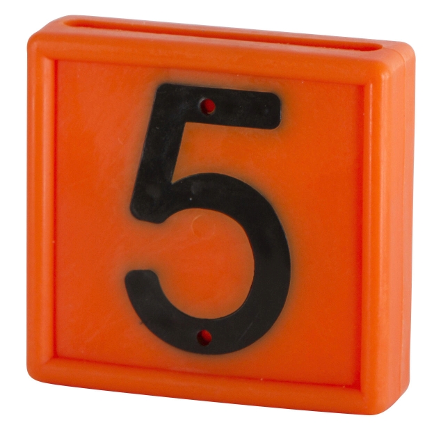 Bloknummer, 1-cijf., oranje om in te schuiven (5)