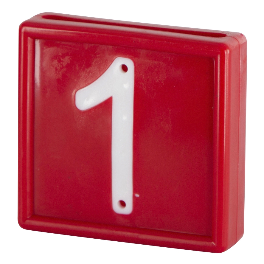 Bloknummer, 1-cijf., rood m. witte nummers (1)