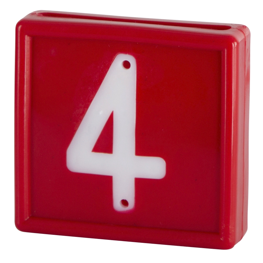 Bloknummer, 1-cijf., rood m. witte nummers (4)