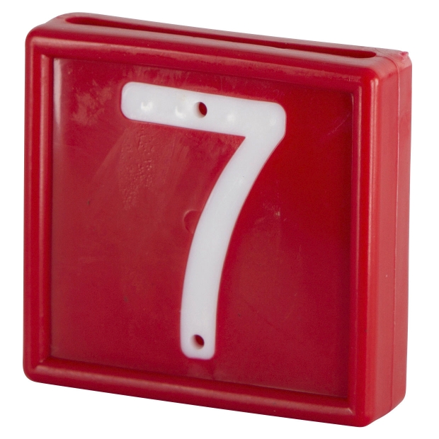 Bloknummer, 1-cijf., rood m. witte nummers (7)