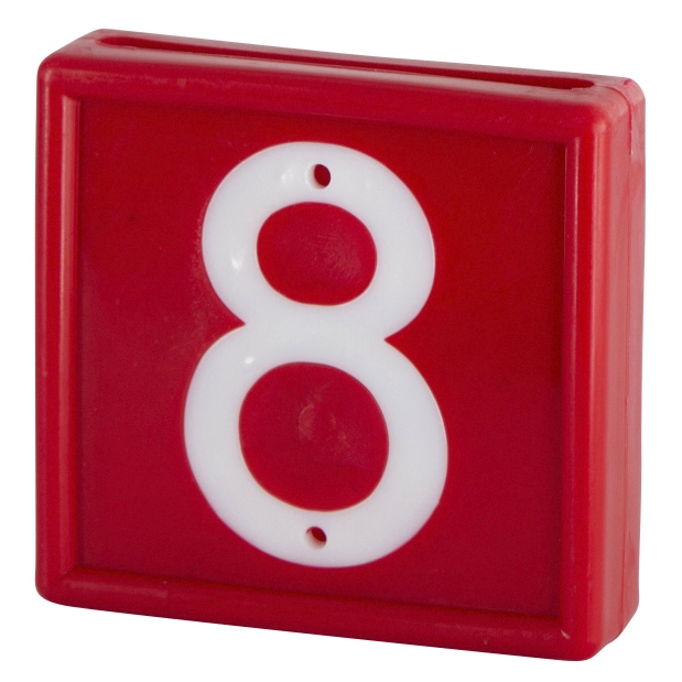 Bloknummer, 1-cijf., rood m. witte nummers (8)