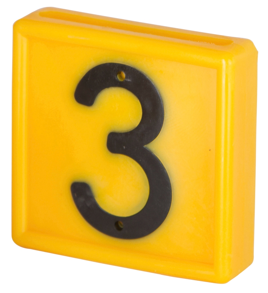 Bloknummer, 1-cijferig, geel om in te schuiven (3)