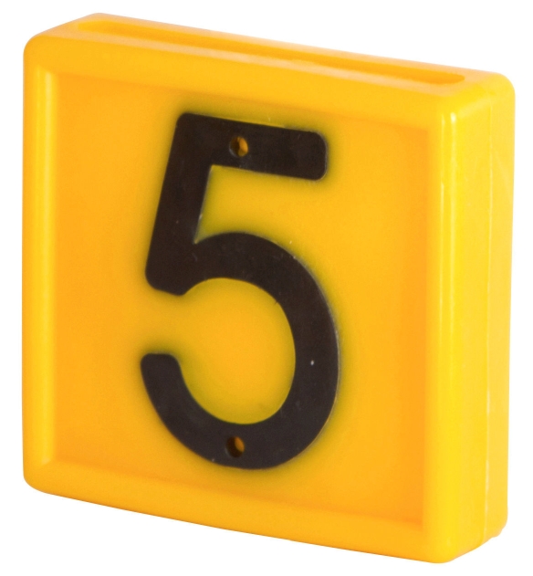 Bloknummer, 1-cijferig, geel om in te schuiven (5)