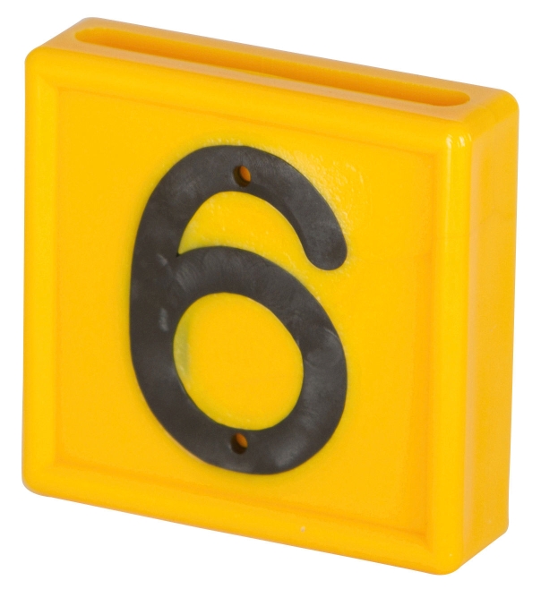 Bloknummer , 1-cijferig, geel om in te schuiven (9=6)