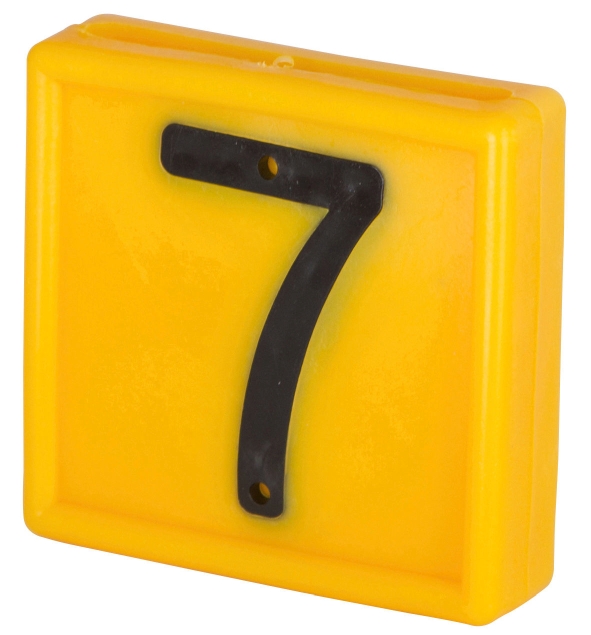 Bloknummer, 1-cijferig, geel om in te schuiven (7)
