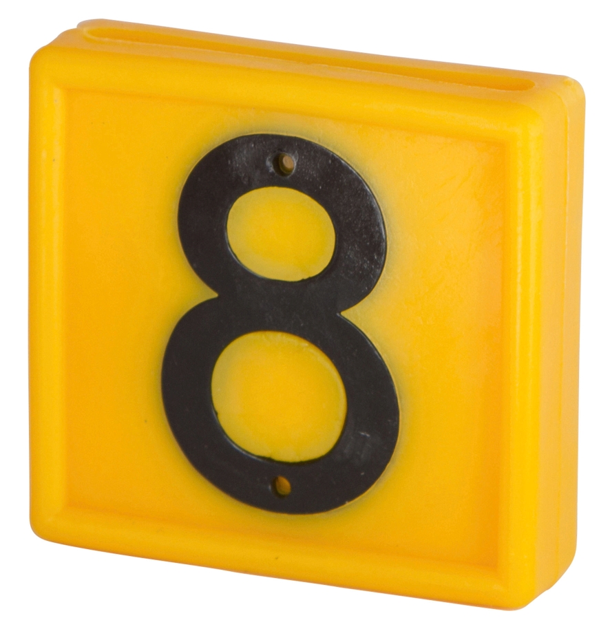 Bloknummer 1-cijferig, geel om in te schuiven (8)