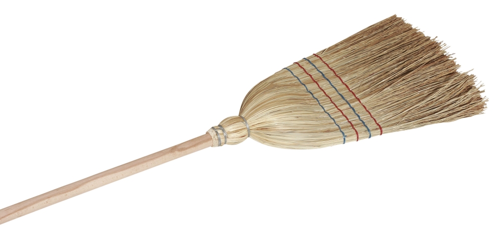 Rice straw broom with handle, 4-seam, premium quality